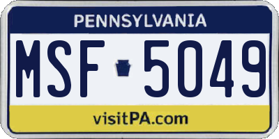 PA license plate MSF5049