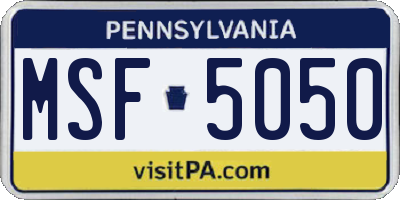 PA license plate MSF5050