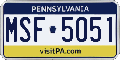 PA license plate MSF5051