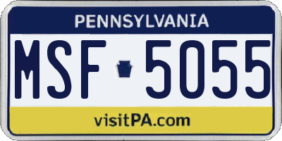 PA license plate MSF5055