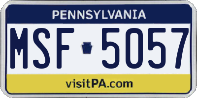 PA license plate MSF5057
