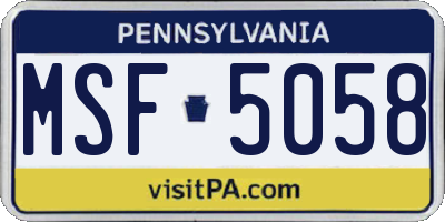 PA license plate MSF5058