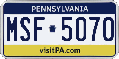 PA license plate MSF5070