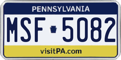 PA license plate MSF5082
