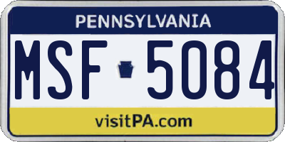 PA license plate MSF5084