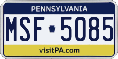 PA license plate MSF5085