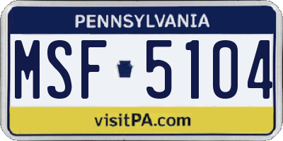 PA license plate MSF5104