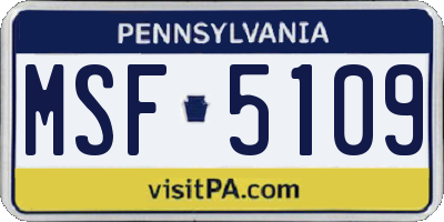 PA license plate MSF5109