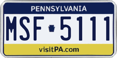PA license plate MSF5111