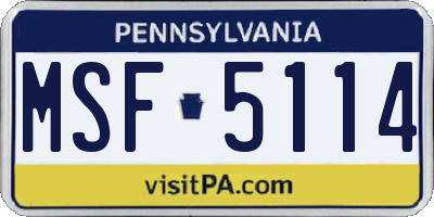 PA license plate MSF5114
