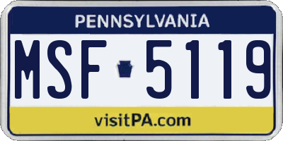PA license plate MSF5119