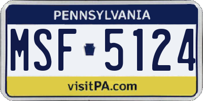 PA license plate MSF5124
