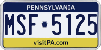 PA license plate MSF5125