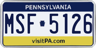 PA license plate MSF5126