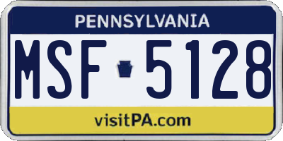 PA license plate MSF5128