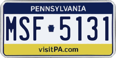 PA license plate MSF5131