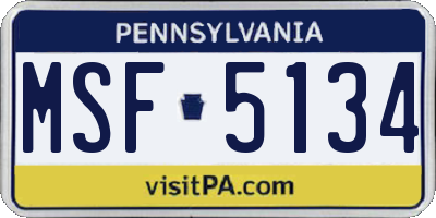 PA license plate MSF5134