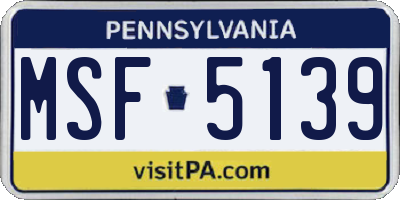 PA license plate MSF5139