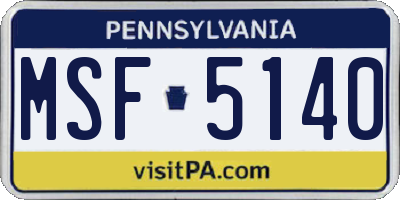 PA license plate MSF5140