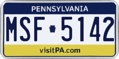 PA license plate MSF5142