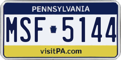 PA license plate MSF5144