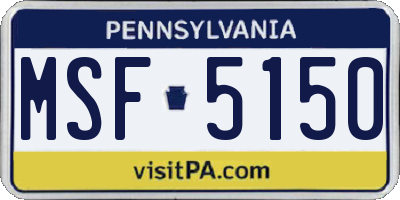 PA license plate MSF5150
