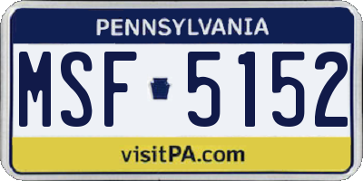 PA license plate MSF5152