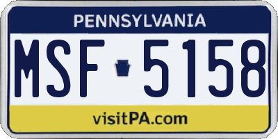 PA license plate MSF5158