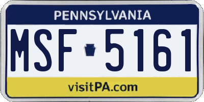 PA license plate MSF5161