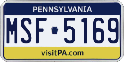 PA license plate MSF5169