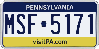 PA license plate MSF5171