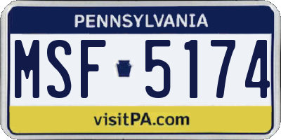 PA license plate MSF5174