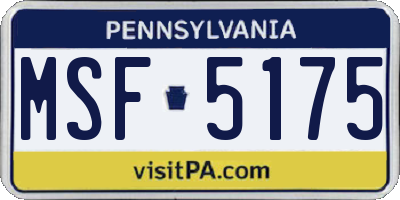 PA license plate MSF5175