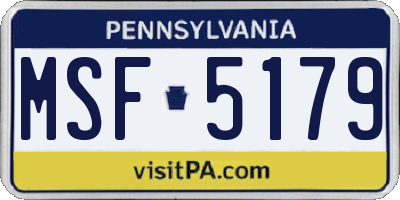 PA license plate MSF5179