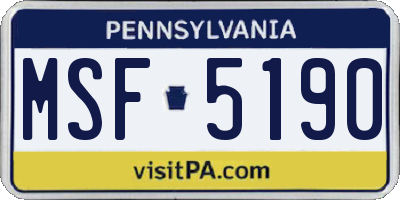 PA license plate MSF5190