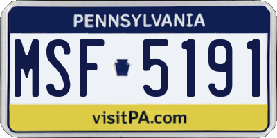 PA license plate MSF5191