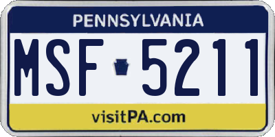 PA license plate MSF5211