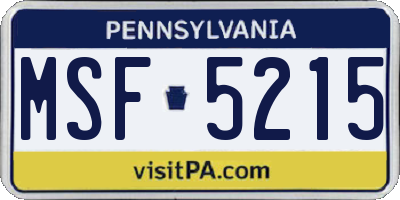 PA license plate MSF5215