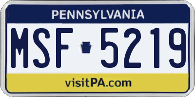 PA license plate MSF5219