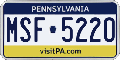 PA license plate MSF5220