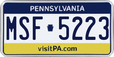 PA license plate MSF5223