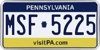 PA license plate MSF5225
