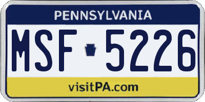 PA license plate MSF5226