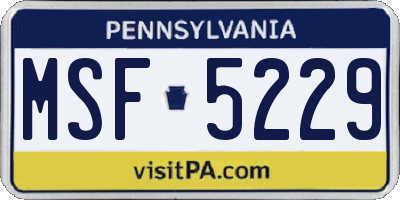 PA license plate MSF5229