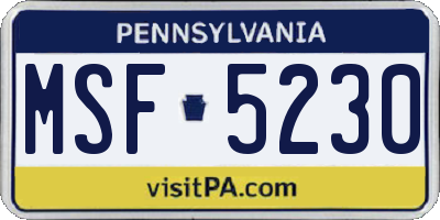 PA license plate MSF5230