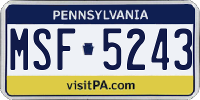 PA license plate MSF5243