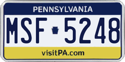 PA license plate MSF5248