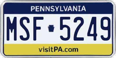 PA license plate MSF5249