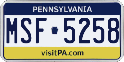 PA license plate MSF5258