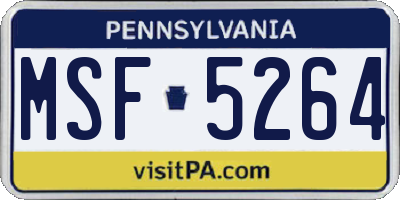 PA license plate MSF5264
